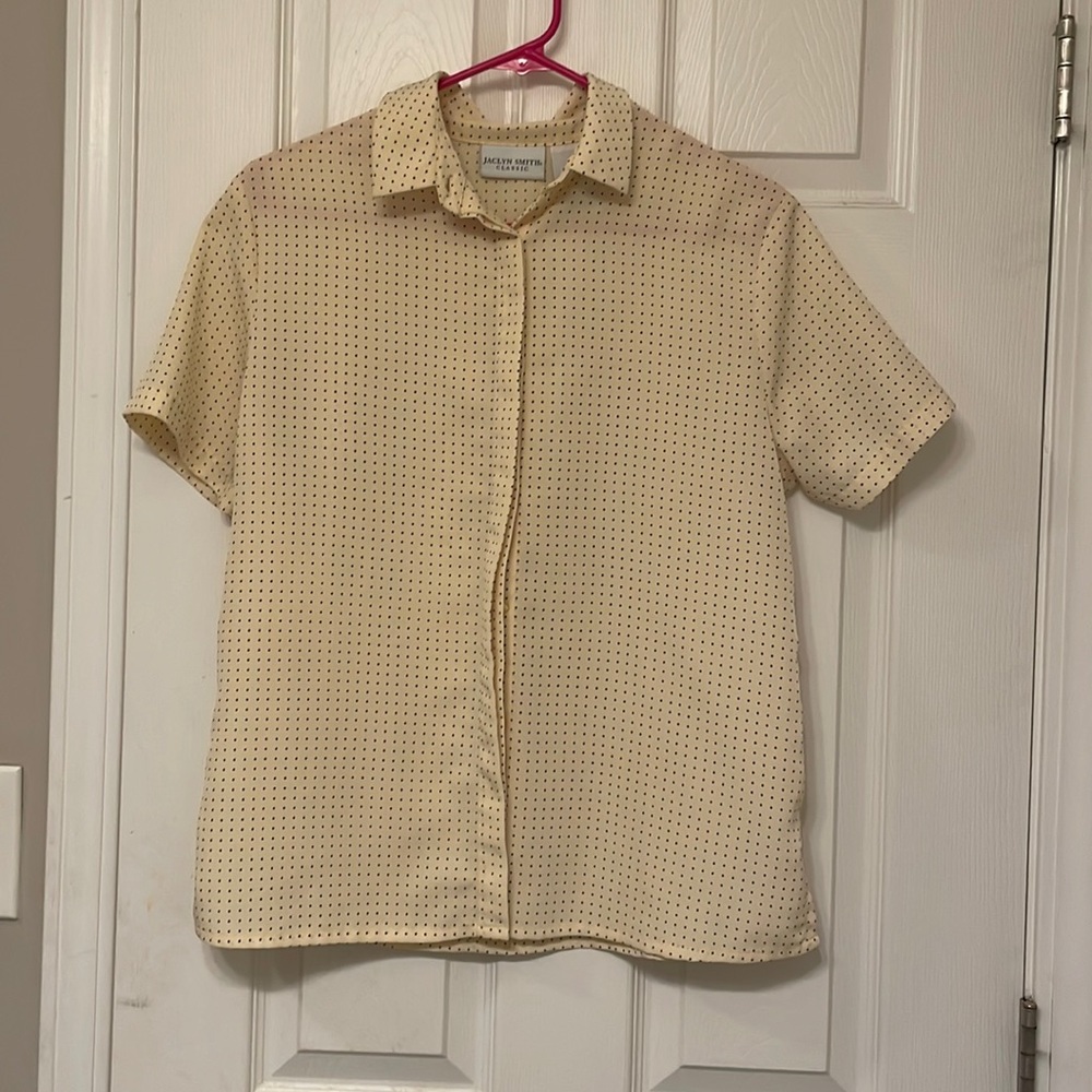 Jaclyn Smith Yellow Polka Dot Button Down